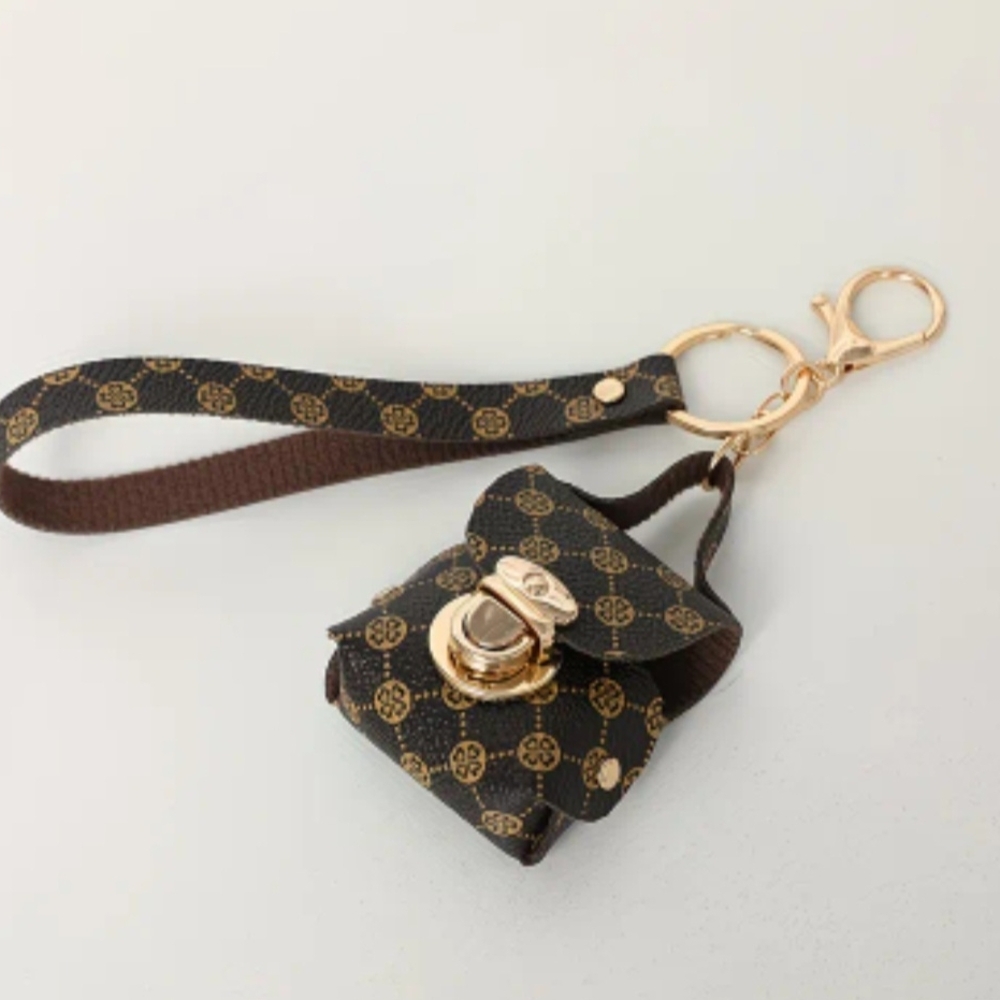 Brown and Gold Mini Backpack Keychain Purse Tag